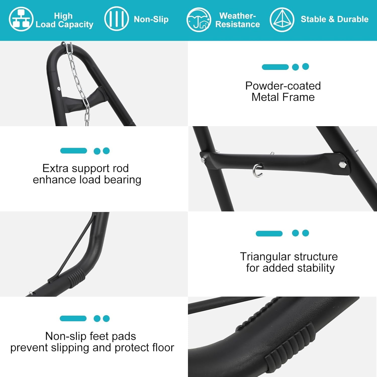 IdealHouse Heavy Duty Portable Hammock Stand for 2 People, Adjustable Outdoor Stand for 9-14Ft Metal Hammocks, Steel Frame for Outdoor Balconies, Porches, Patios, Decks and Backyards