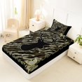 thumbnail image 4 of Castle Fairy Vintage Camo Deer Twin Sheets 3pcs,Kawaii Stripes Bow Bedding,Sage Black Cream,1 Fitted Sheet, 1 Flat Sheet and 1 Pillowcase, 4 of 6