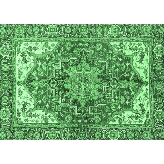 Ahgly Company Indoor Rectangle Persian Emerald Green Traditional Area Rugs, 5' x 7'