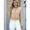 thumbnail image 6 of Womens Open Front Button Down Long Sleeve Texture Knit Cardigan Sweaters with Pockets Khaki S, 6 of 7