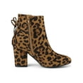 thumbnail image 3 of BLISSFUL STEP Women's Ankle Boots Block Heel Zipper Lace Up Boots Leopard 10, 3 of 7