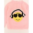 thumbnail image 3 of Woonie Handmade Full Sleeves Sweater Detailing Smily face With Headphone -Pink, 3 of 3