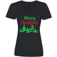 thumbnail image 3 of Inktastic Merry Christmas, Rudolph, Stars - Red Green Women's V-Neck T-Shirt, 3 of 5