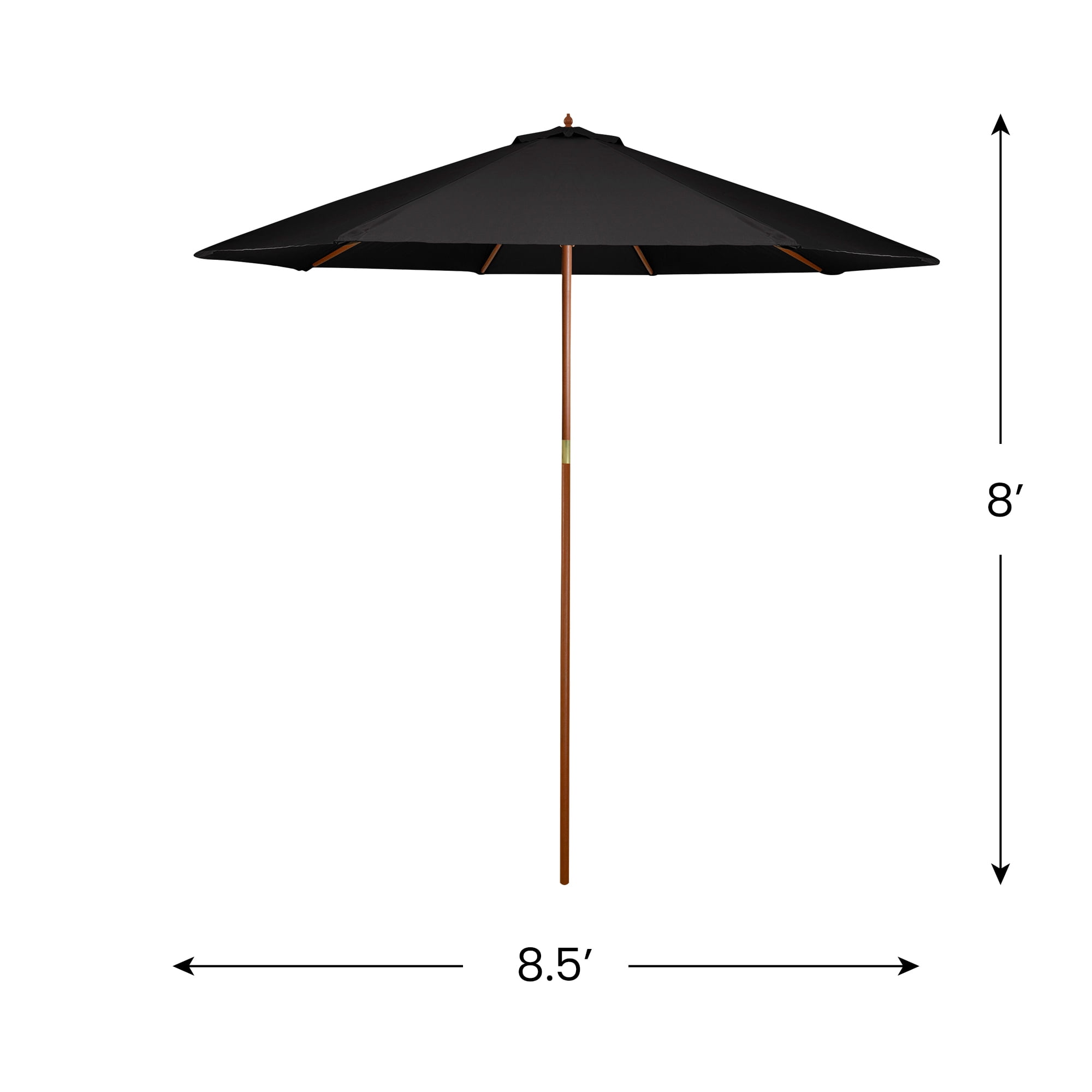 Northlight 8.5ft Outdoor Patio Market Umbrella with Wooden Pole, Black