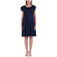thumbnail image 2 of Valcatch Women's Summer Dress Round Neck Ruffle Sleeve Mini Dress Solid Loose Pleated Dress, 2 of 7