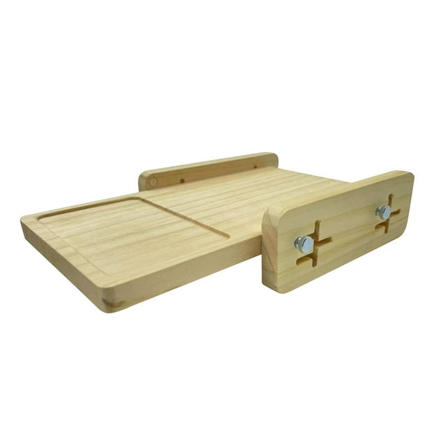 Cortadora de pan de madera maciza Cortadora de pan multifuncional para uso doméstico Grosor ajustable con base antideslizante Bandeja para migas de pan
