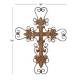 thumbnail image 3 of DecMode Brown Wood Carved Cross Cross Wall Decor with Metal Scrollwork, 3 of 7