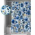 thumbnail image 3 of Extra Long Shower Curtain 72x96 Inch, Elegant Spring Floral Shower Curtain Waterproof Bathroom Decor Blue Flower Summer Botanical Fabric Bath Curtain Set Accessories with Hooks, 3 of 6
