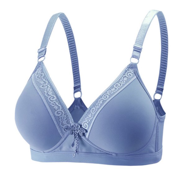 YWDJ Comfy Bras for Women Bras Wirefree Sleep Bras Adjustable Straps Half Cup Push up Wrap Comfy Bras Padded Comfy Bras Solid Lounge Bras Blue M