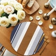 thumbnail image 2 of Modern Brown Blue Round 15 Inch Placemats Set of 2, Boho Contemporary Geometric Striped HeatResistant Non Slip Place Mats for Dining Table, Wipeable Braided Kitchen Table Mats for Housewarming, 2 of 9