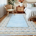 thumbnail image 2 of Garvee 5'x7' Area Rug Modern Bordered Rug Floral Rug Washable Rugs Soft Foldable Accent Rugs for Living Room Bedroom, Light Blue, 2 of 8