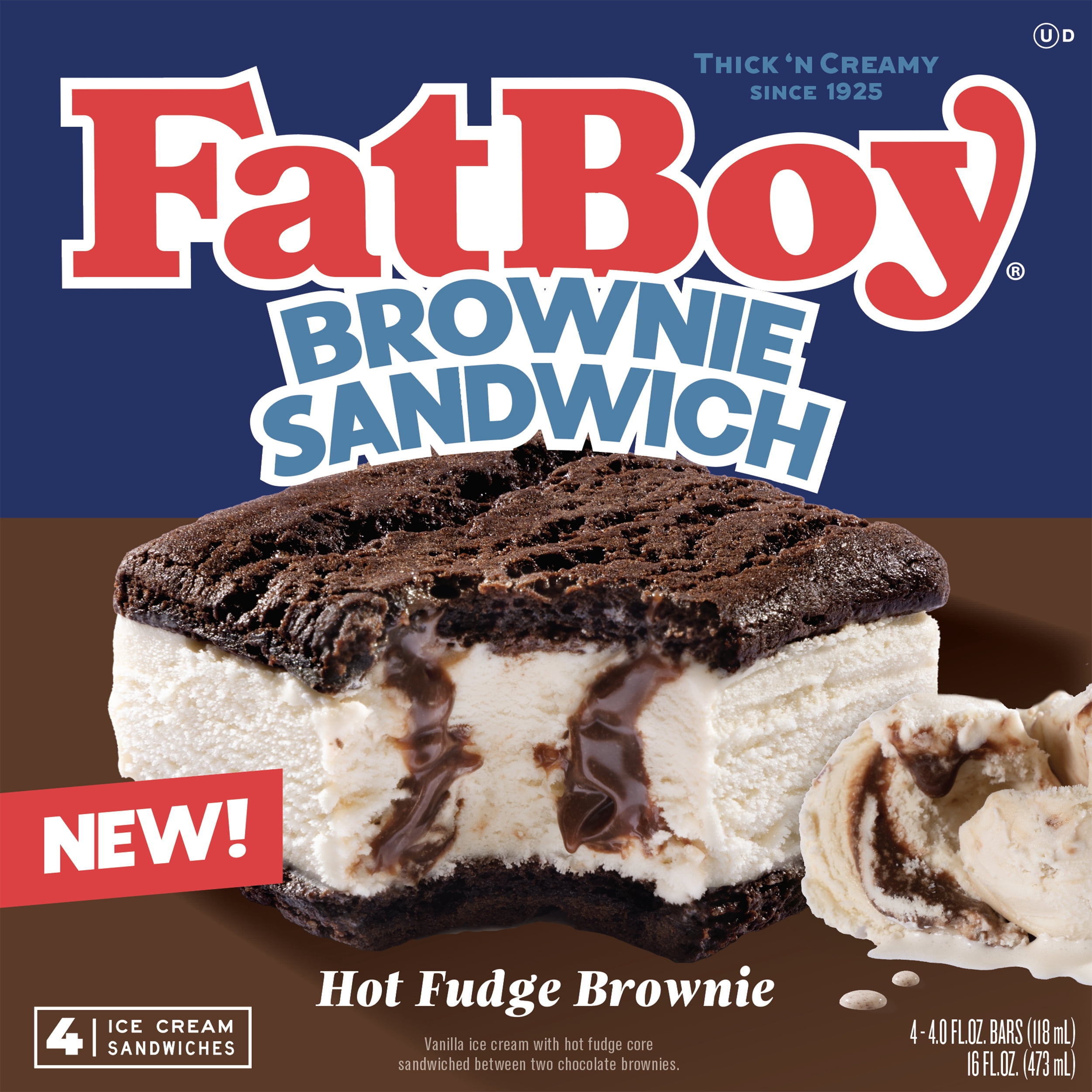 FatBoy® Hot Fudge Brownie Ice Cream Sandwich, 4 Pack