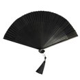 thumbnail image 3 of de mano plegable chino, ventilador de mano Chinoiserie, novedad Oriental, ventilador portátil versátil de seda de bambú, ventilador plegable Negro, 3 of 9