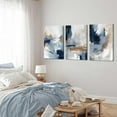 thumbnail image 4 of 3Pcs Framed Navy Blue Wall Art Abstract Modern Brown Watercolor Canvas Posters Prints Minimalist Neutral Wall Decor Pictures for Living Room Bedroom Home Decoration 12x16in, 4 of 6