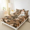 thumbnail image 4 of jejeloiu Jungle Animal Deer Bed Sheets,Fishing And Hunting King Sheets,Brown Camo Camouflage Sheet Set For Adults,Super Cozy Room Decor,4 Pieces, 4 of 7