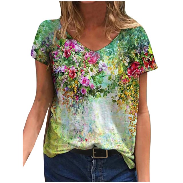 Fridja T-shirt Imprimé à Manches Mi-Longues pour Femme Imprimé Tops