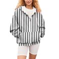 thumbnail image 5 of Women's Vertical Stripe Print Zip Up Hoodie, Fashion Drawstring Hooded Long Sleeve Sweatshirt for Spring Autumn Wear, Beach Casual Outings, Street Style and All Season Daily Comfort BK1 L, 5 of 6