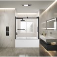 thumbnail image 2 of Kingston Brass KVTAP6031L22T0 60-Inch Acrylic Rectangular 3-Wall Anti-Skid Alcove Tub Combo with Tub Door (Left Hand Drain) in White/Matte Black, 2 of 9