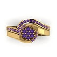 thumbnail image 2 of Clara Pucci 18K Yellow Gold Round Cut 0.025Ct Natural Amethyst Engagement Ring + Matching Band - Luxury Box Included, 2 of 7