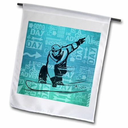 3dRose Snowboarding Winter Sports Silhouette with Adventure Word Art  Garden Flag  12 by 18-Inch