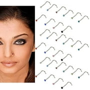 HOKSML snorda 30Pcs/set Stainless Steel Nose Ring Nose Stud Body Piercing Jewelry