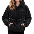 thumbnail image 5 of Eryao Cat Carrier Hoodie for Women Winter Fuzzy Fleece Pet Carrying Hoodies with Adjustable Strap Kangaroo Pouch Warm Plus Size Pullover Sweatshirts for Small Dog Holder Black,M, 5 of 9