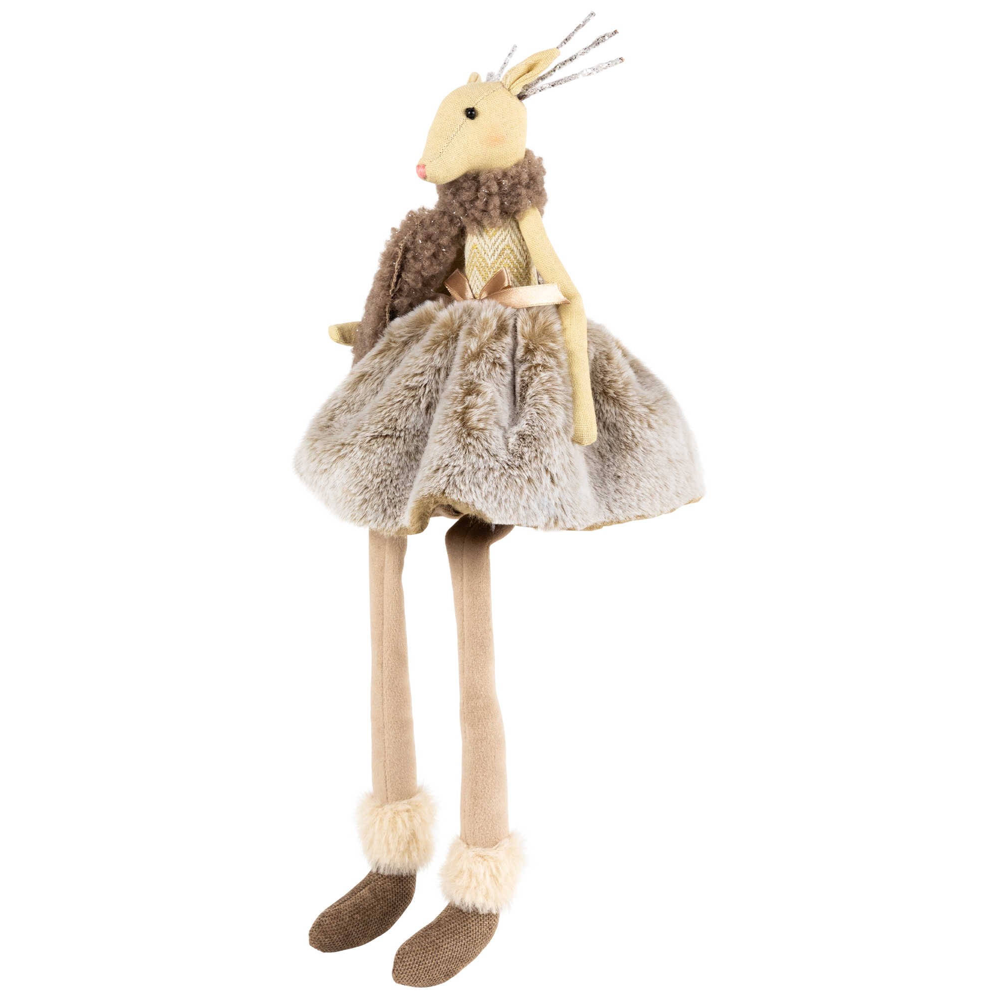 Northlight Sitting Reindeer Girl with Dangling Legs Christmas Figure - 18"