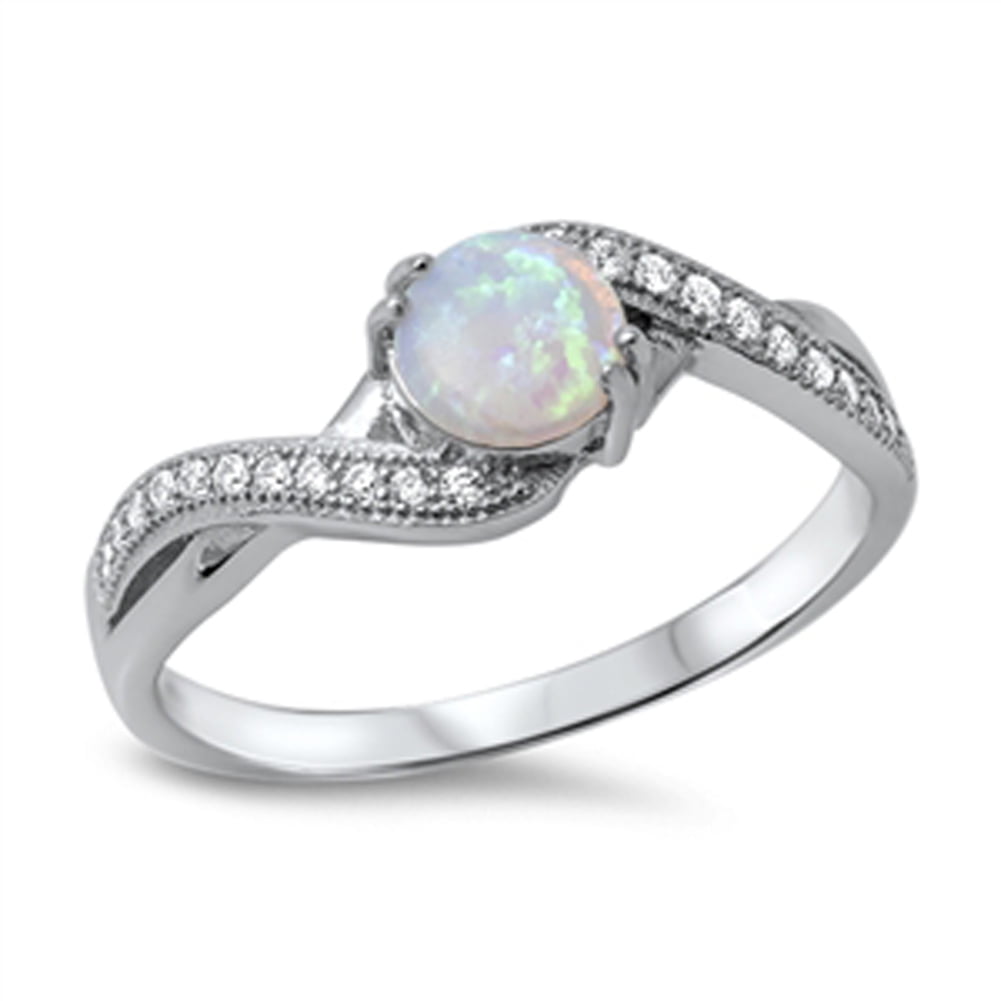 CHOOSE YOUR COLOR White Simulated Opal Classic Criss Cross Polished ...