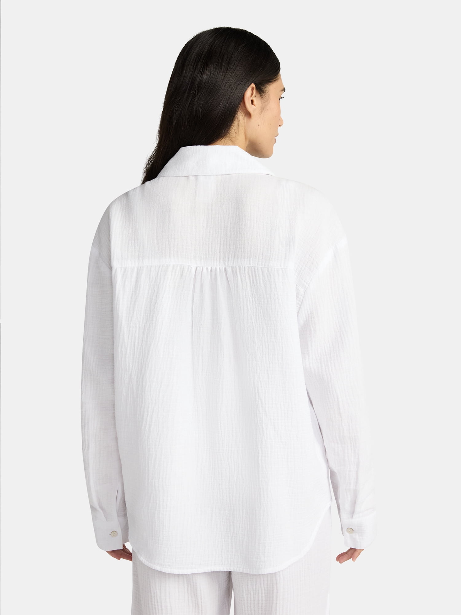 Time and Tru Women's and Women's Plus Cotton Button Up Coverup Shirt, Sizes XS-3X