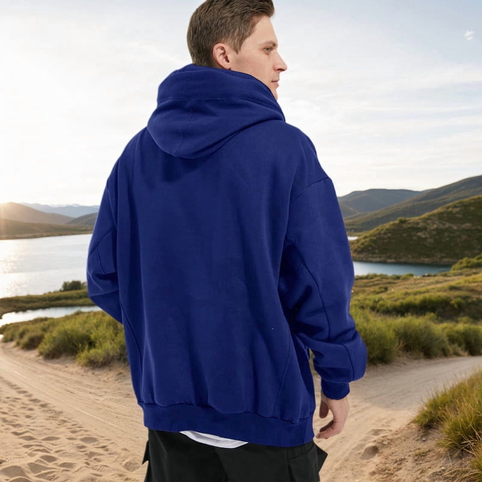 HISITOSA Men's Long Sleeve Fleece Hoodie Lightweight Tech Wear Soft Cotton Pullover Unisex Casual Hooded Sweatshirts