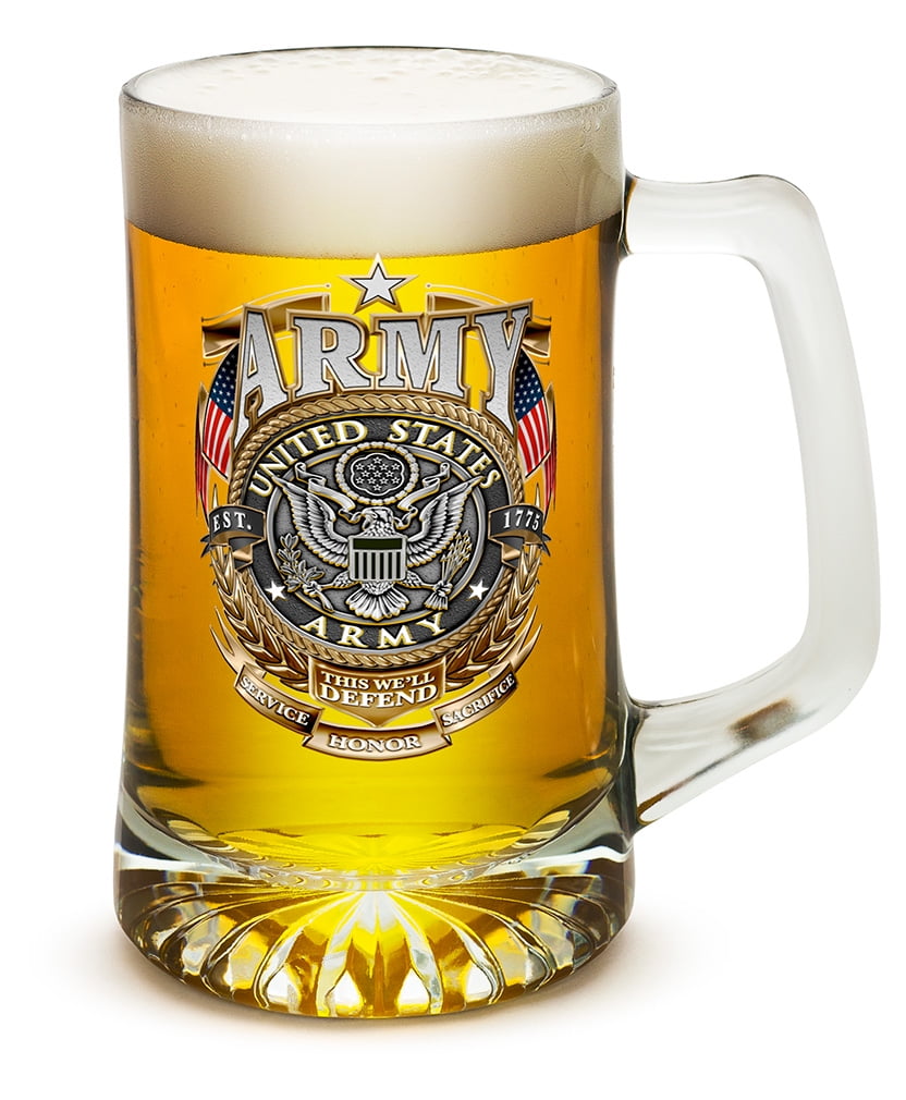 Beer Mugs with Handles “ Army Gold Shield 25 oz Tankard Beer Mug “ Armed Forces Gifts for... by