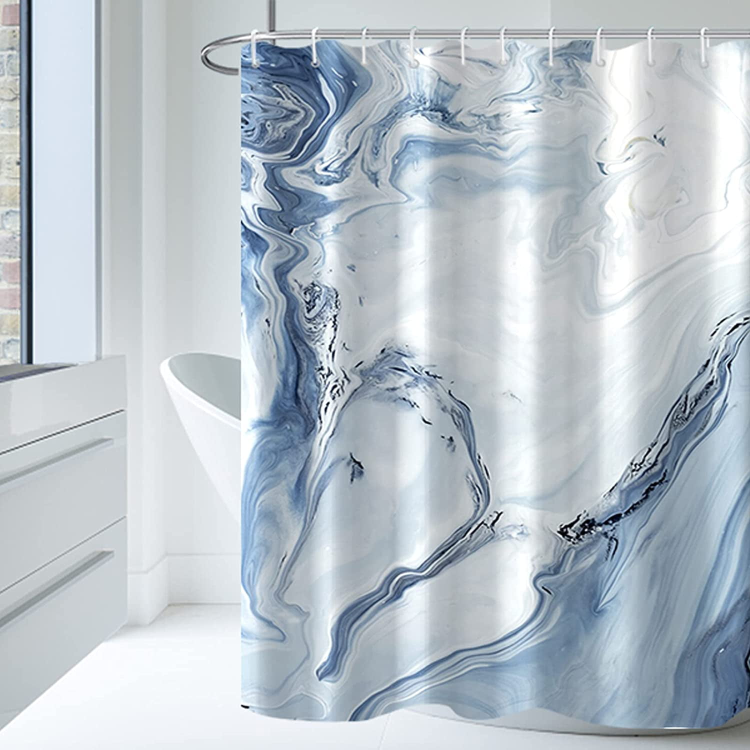 Blue Marble Shower Curtain Waterproof Fabric Shower Curtain for ...