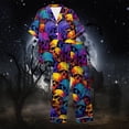 thumbnail image 7 of Halloween Pajamas Halloween Pumpkin Print Plus Size Wide Leg Button Pajamas for Women Set, 7 of 7
