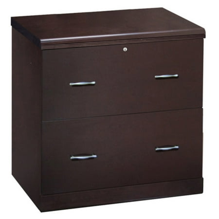 2 drawer lateral wood lockable filing cabinet, espresso - walmart