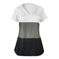 thumbnail image 2 of Gibobby Camisas mexicanas con cuello en V para mujer Camiseta suelta informal con cuello en V para mujer, blusa manga corta con estampado(Caqui,CH), 2 of 5