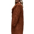 thumbnail image 6 of Kixjoy Fur Coats for Women Oversized Plush Open Front Coats Long Sleeve Plain Lapel Jacket Casual Warm Winter Outfits for Women, Light Brown S, 6 of 7