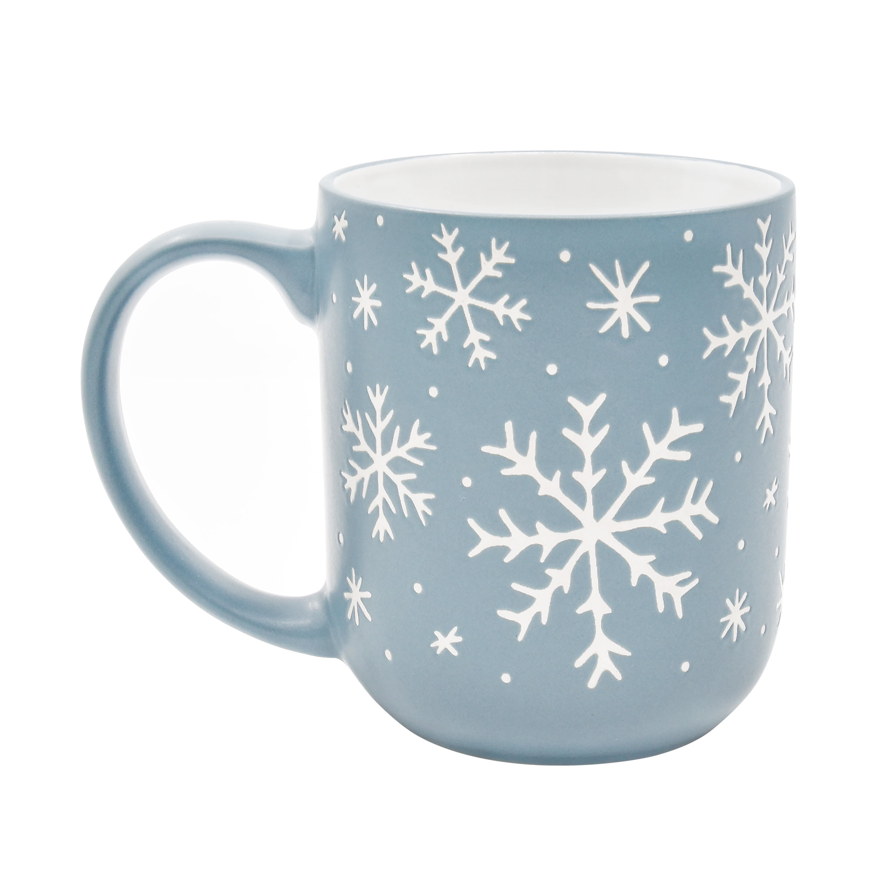 Holiday Time Stoneware Christmas Snowflake Mug, Light Blue, 15.5 oz, 1 Count, Festive Drinkware