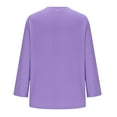 thumbnail image 5 of IROINNID Women Loose Fit Solid Color 3/4 Sleeve Round Neck T Shirt Casual Comfortable Stretch Tee for Daily Wear Spring Fall Fashion Trendy Versatile Basic Tops(Purple#1,L), 5 of 7