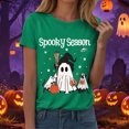 thumbnail image 2 of NOLDARES Halloween Oversized Shirts for Women Spooky Season T-Shirt Halloween Pumpkin Costume Ghost Fall Tees Top,Green,3XL, 2 of 5