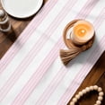 thumbnail image 4 of Pink Stripes Short Table Runner 60 Inches Long, Modern Boho Simple Lines Art Cotton Linen Table Runners Dresser Scarves, Fabric Tabletop Scarf Furniture Cover for Home Dinner Party Decor 13"x60", 4 of 9