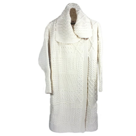Aran Woollen Mills - Irish Merino Wool Patchwork Long Cardigan Sweater