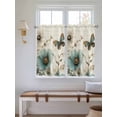 thumbnail image 5 of Turquoise Tulip Tier Curtains 45 Inches Long, Spring Vintage Botanical Butterfly Floral Window Treatment Curtain Drapes, Small Curtain Drapes for Bathroom Laundry Room, 27.5"x45", 2 Panels, 5 of 7