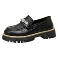 thumbnail image 6 of Penny Loafers for Women Sparkly Rhinestone Chain Chunky Lug Sole Heeled Casual Dress Shoes Slip on Walking Shoes Black Size 8.5, 6 of 6