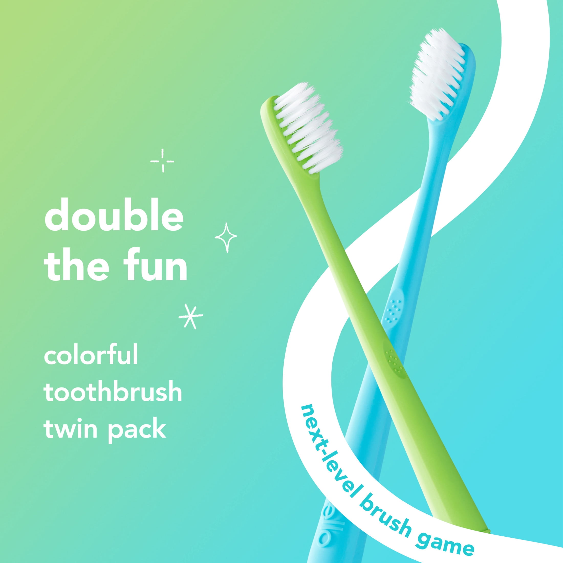 hello Adult Soft Bristle Toothbrush Pack, Blue and Green, 2 Count
