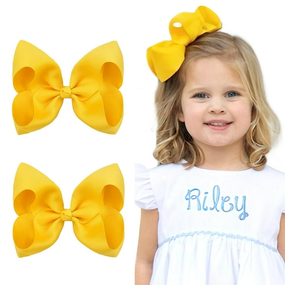 Hair Bows for Girls Alligator Clips Grosgrain Ribbon Solid Color Hair Accessories for Little Teen Toddler Girls Kids (8inch-White)