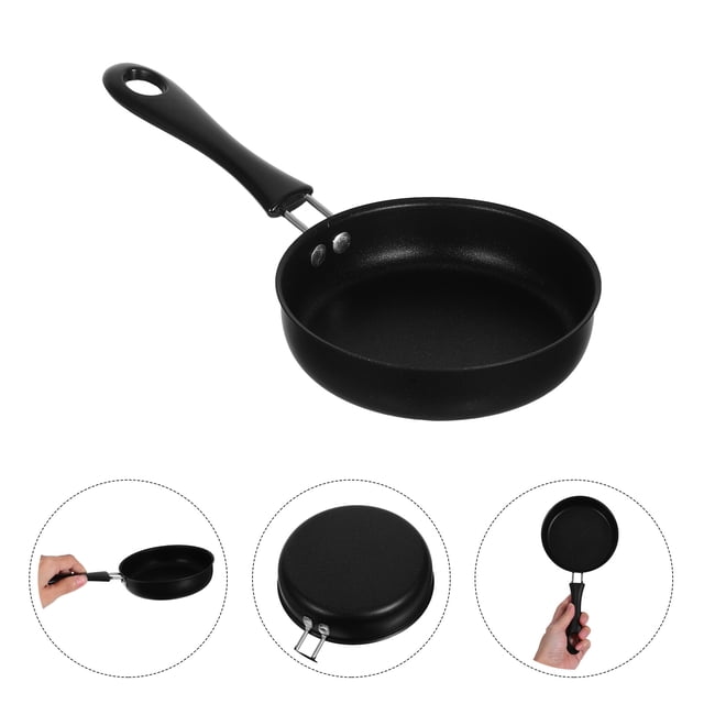 VERDANVERSE Mini Saucepan Non Stick Skillet Round Black Easy To Clean For Travel Use 1Set