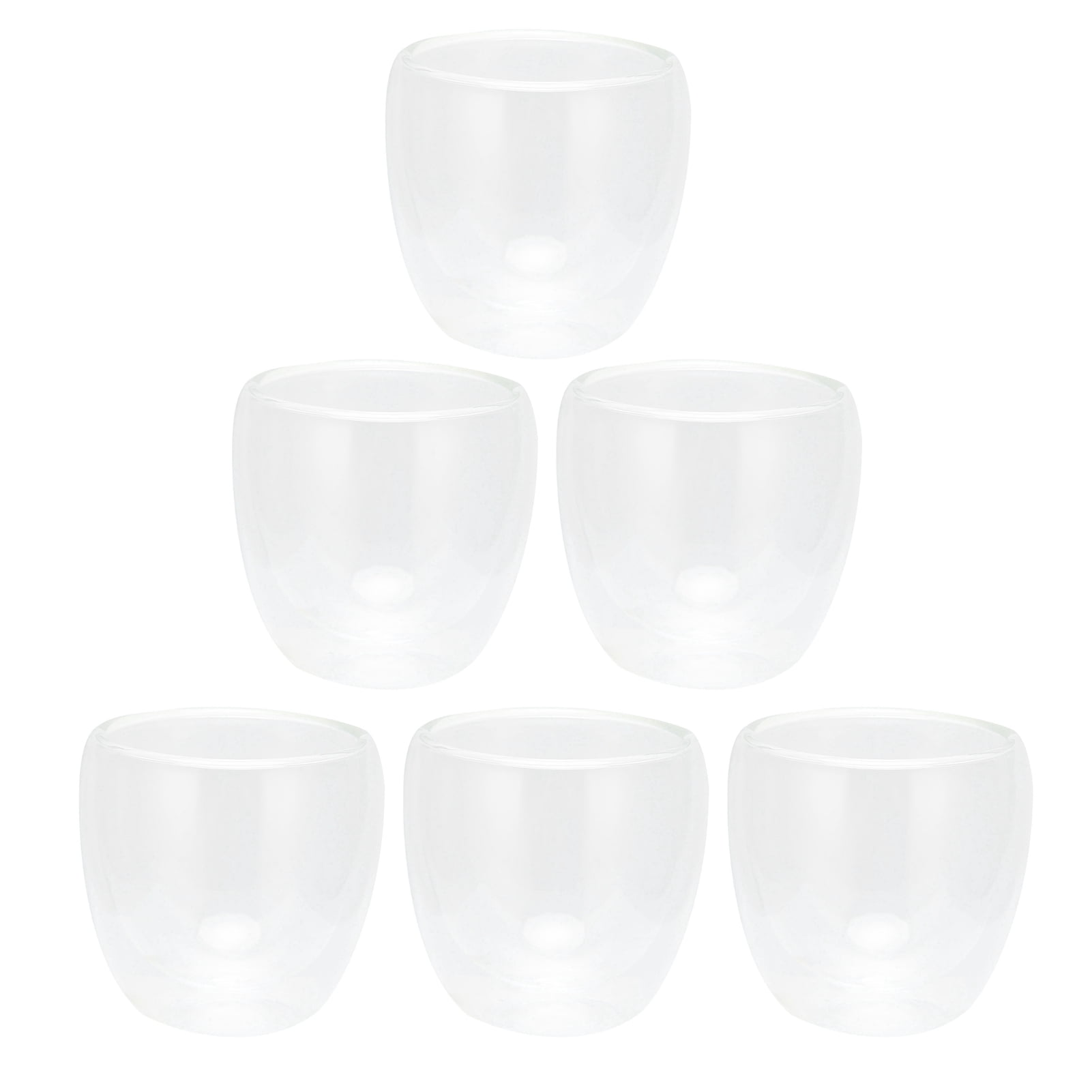 Suodoka 6-Piece 100ml / 3.4oz Double Wall Insulated Coffee Cups, Transparent Heat-Resistant Borosilicate Glass Mugs for Espresso, Tea, Milk, and Beverages