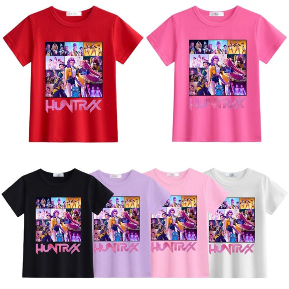 K_pop Shirt for Girls Cute Cartoon Graphic Trendy Funny T Shirts Pink Tops Kids Short Sleeve Crewneck Tees