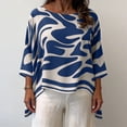 thumbnail image 4 of Zysthvn Summer Tops for Women 3/4 Sleeve Tunic Casual Plus Size Women T Shirts Lightweight Printed Crew Neck Loose Fit, 4 of 7