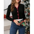 thumbnail image 6 of Women's Long Sleeve Cropped Cardigan Ugly Christmas Sweater Open Front Embroidery Knit Button Down Cardigans Cropped 2XL, 6 of 8